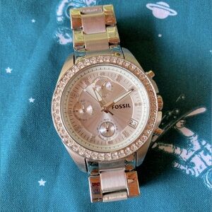Fossil Watch Stainless Steel w/ Swarovski Crystals